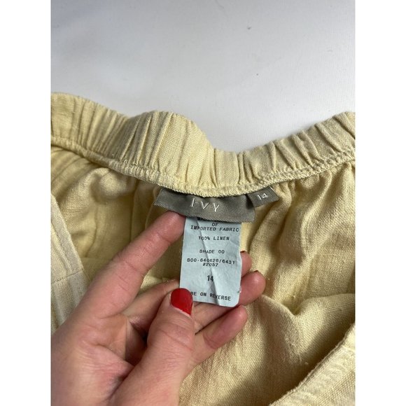 VTG 80s Linen Pleated Pull On Trouser Pants Plus Size 14 - Picture 3 of 9